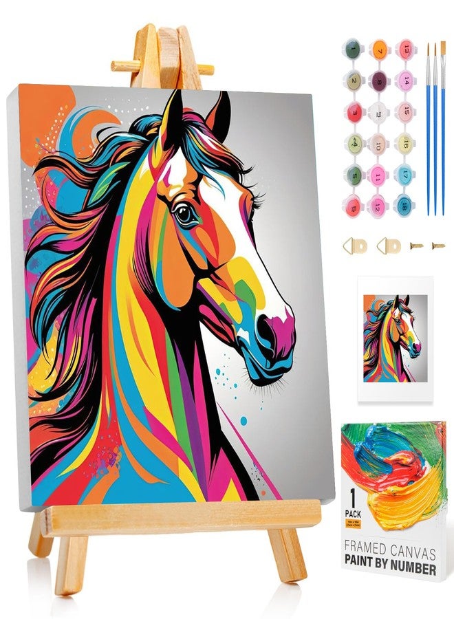 GEEHEIY Paint by Numbers Kit for Kids with Frame - Without Easel, Horse Paint by Number for Kids Ages 8-12, DIY Acrylic Oil Painting for Home Wall Decor (10 x 10 inch) - Image 1